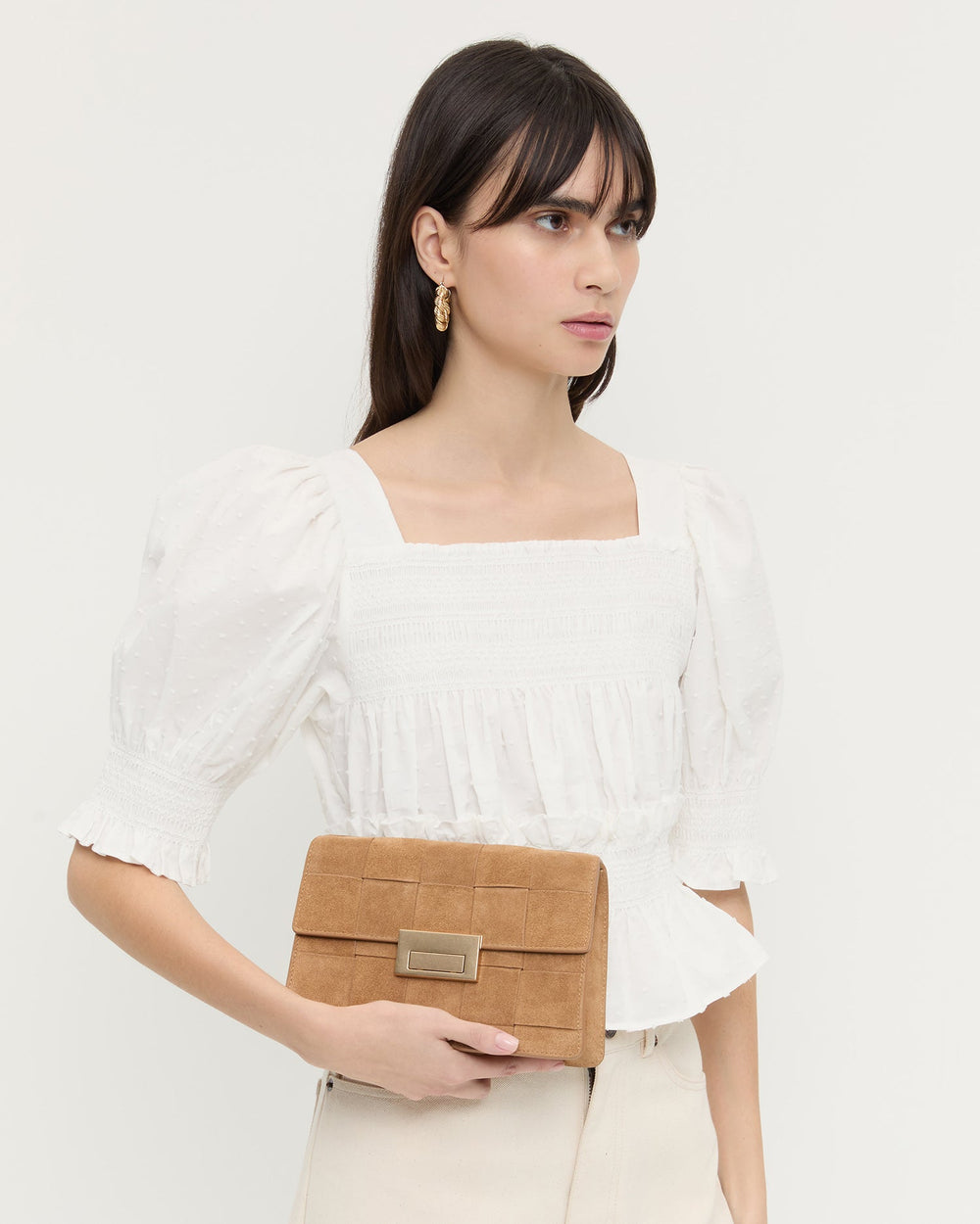 Loeffler Randall Women | Delphine Toffee Suede Shoulder Bag