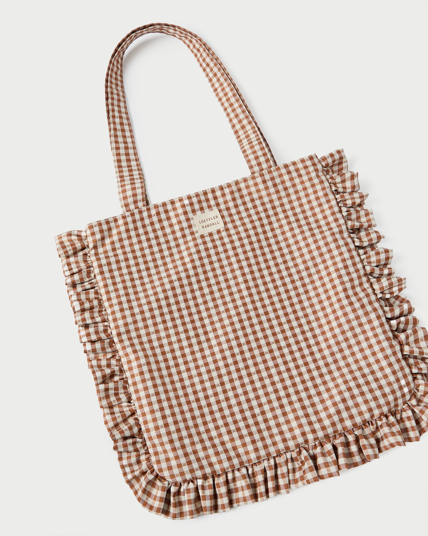 Justine Brown Gingham Ruffle Tote | Women Loeffler Randall
