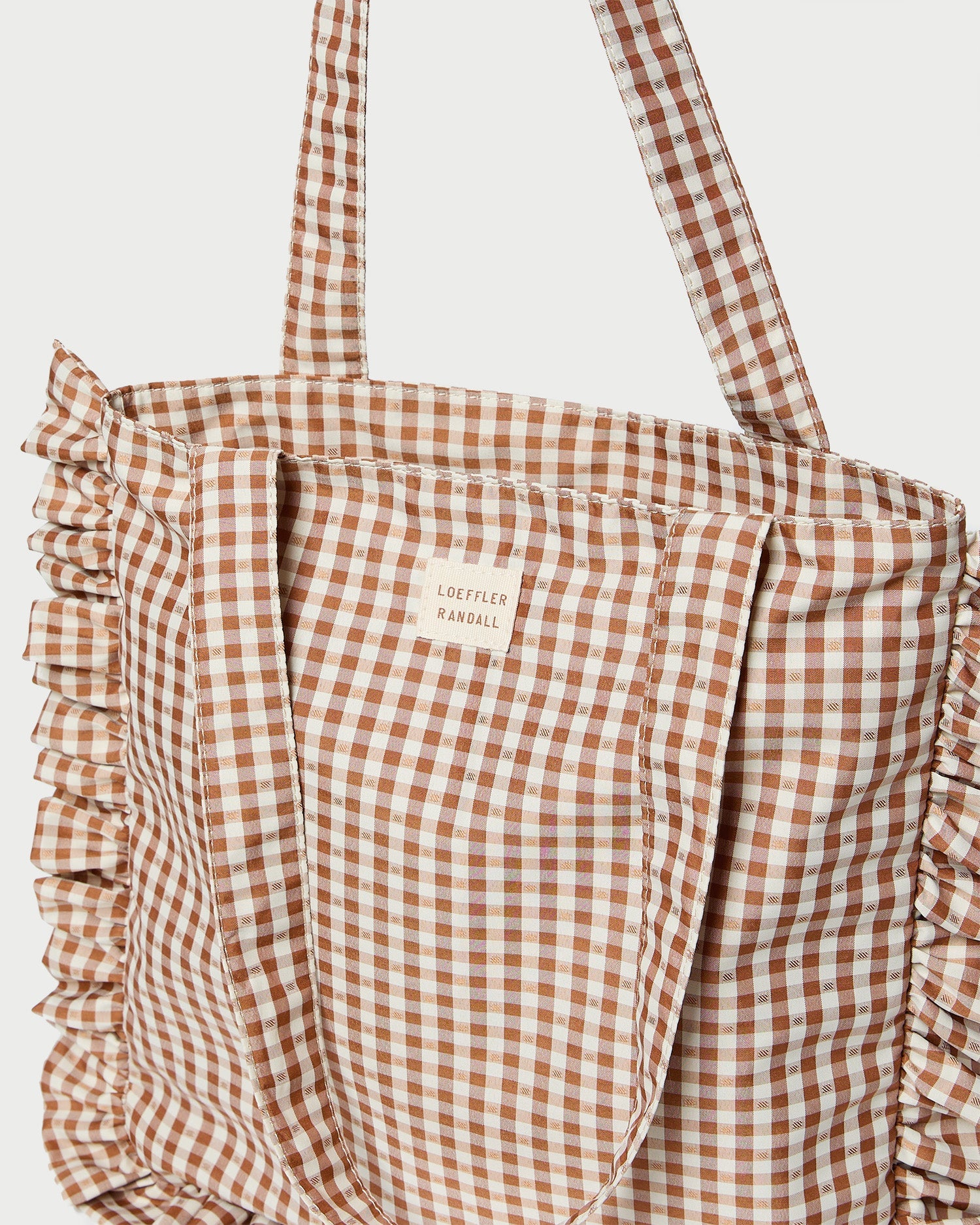 Justine Brown Gingham Ruffle Tote | Women Loeffler Randall