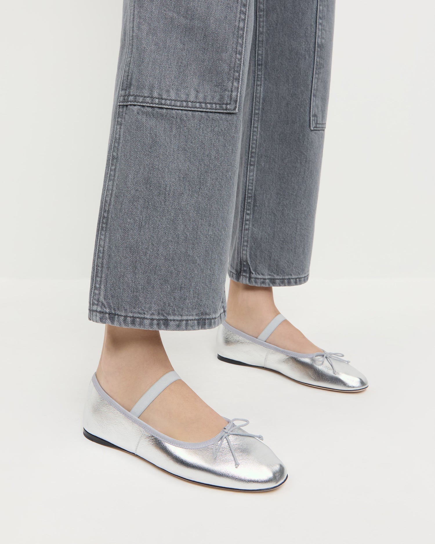 Loeffler Randall Women | Leonie Silver Leather Ballet Flat
