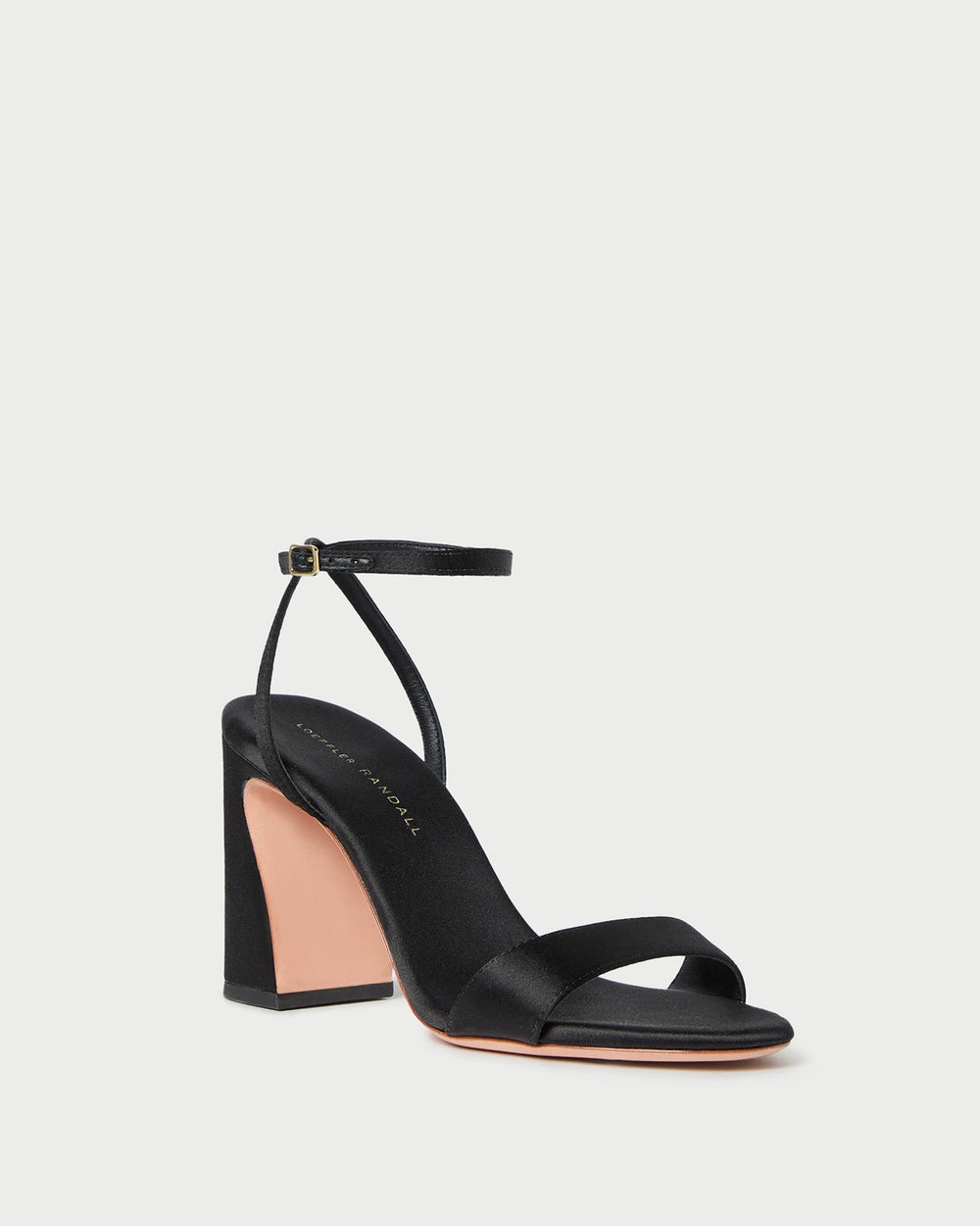 Loeffler Randall Women | Malia Black Satin Curved-Heel Sandal