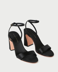Loeffler Randall Women | Malia Black Satin Curved-Heel Sandal