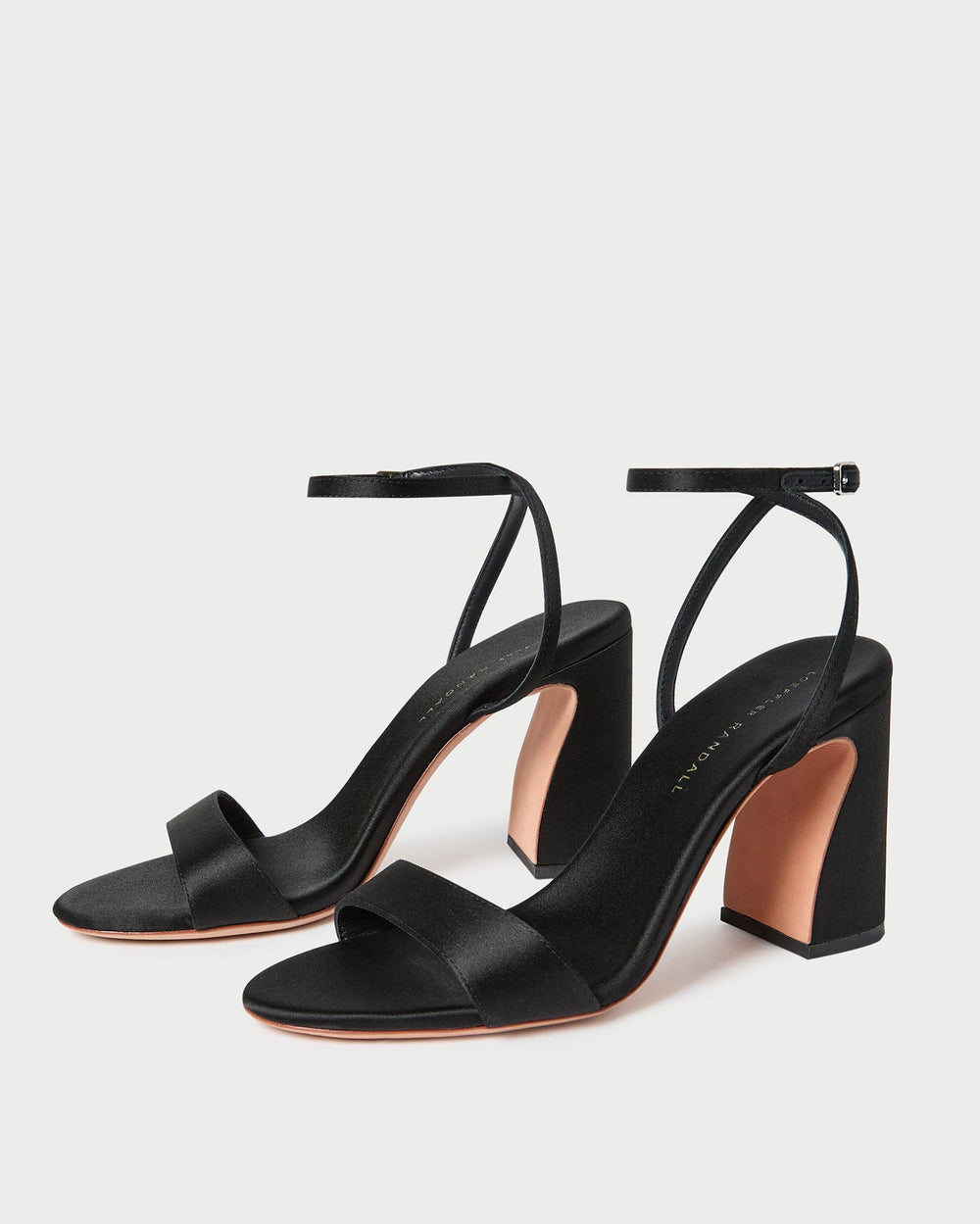 Loeffler Randall Women | Malia Black Satin Curved-Heel Sandal