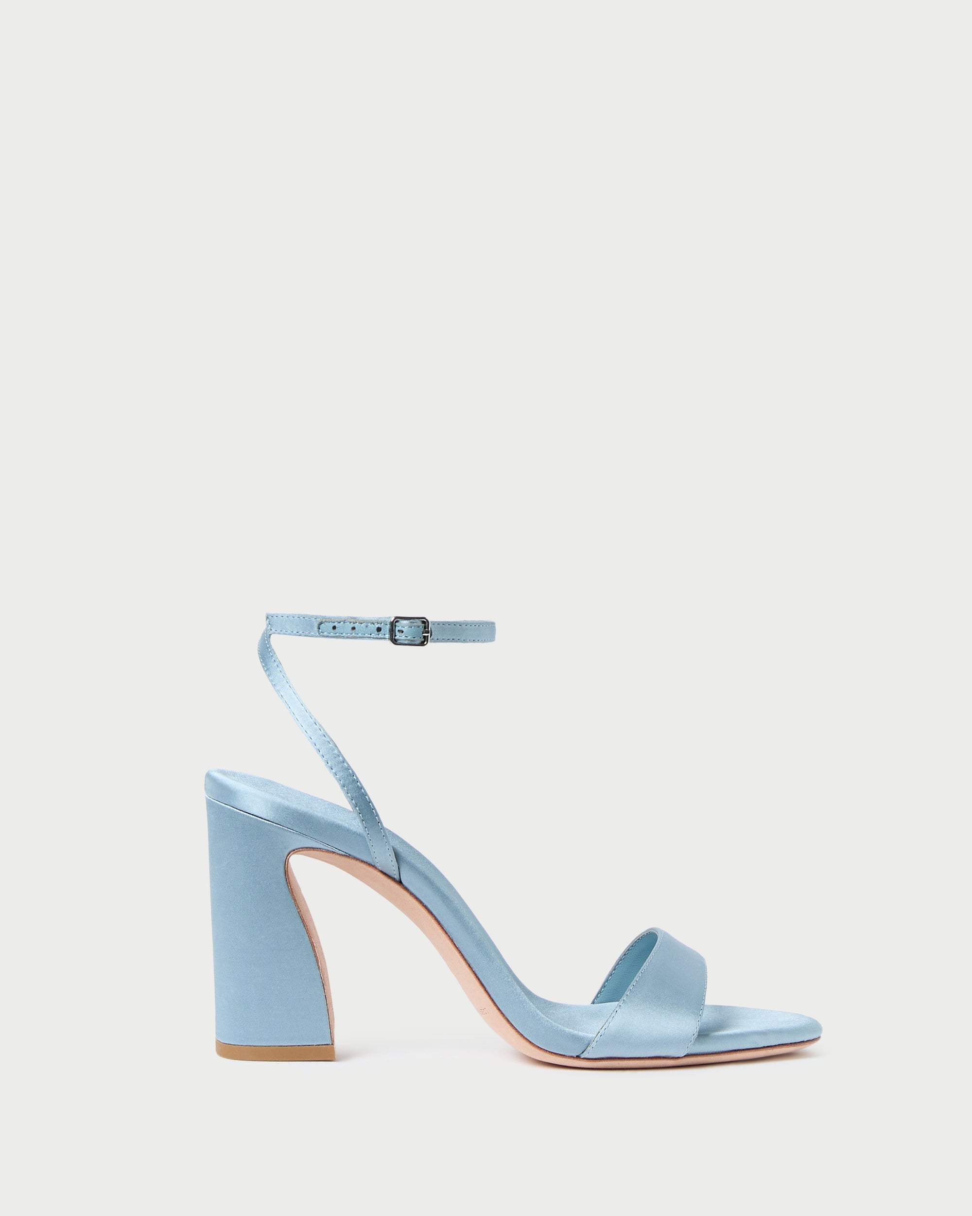 Malia Blue Satin Curved-Heel Sandal | Women Loeffler Randall