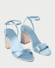 Malia Blue Satin Curved-Heel Sandal | Women Loeffler Randall