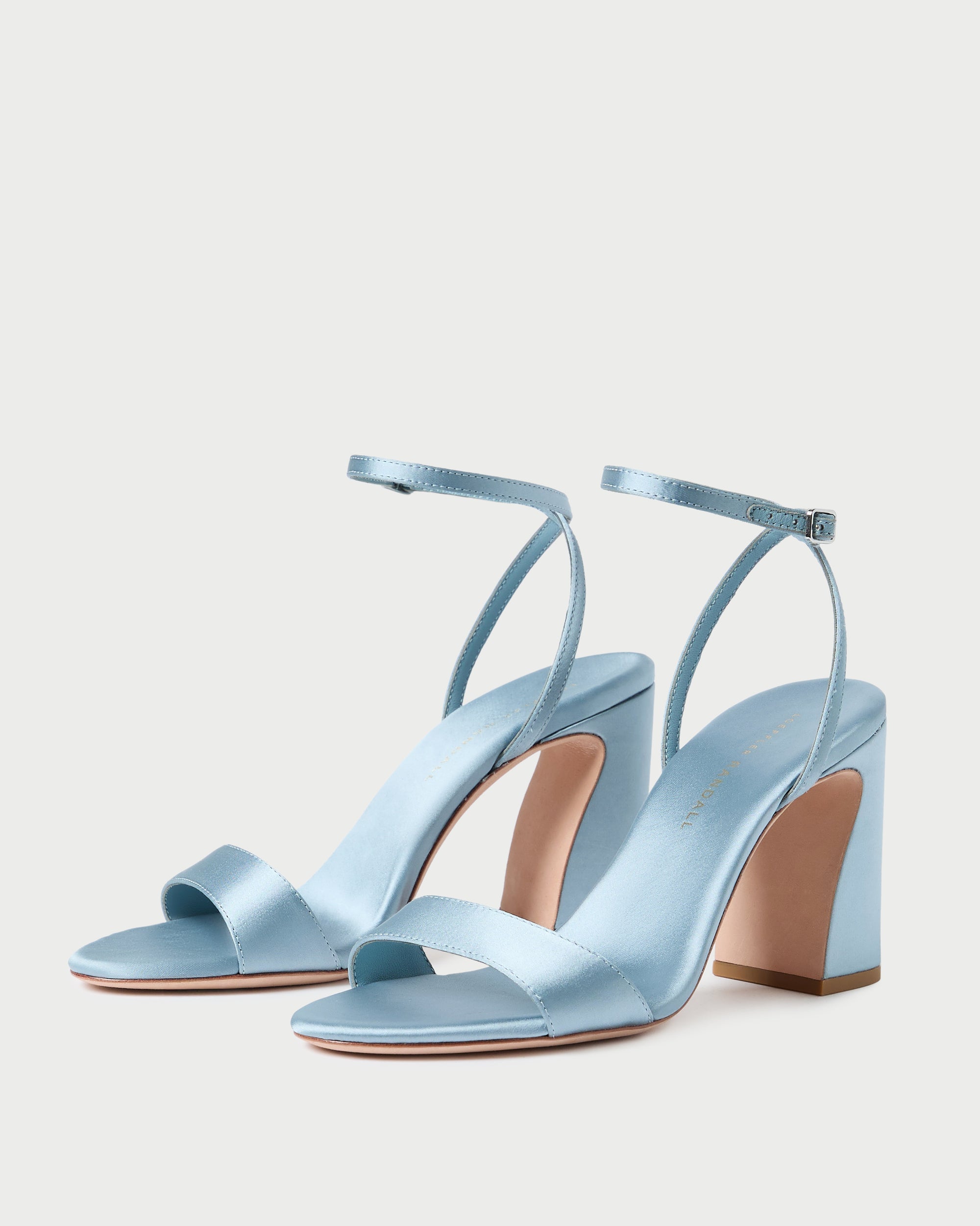 Malia Blue Satin Curved-Heel Sandal | Women Loeffler Randall