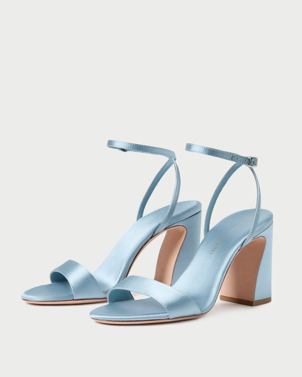 Malia Blue Satin Curved-Heel Sandal | Women Loeffler Randall