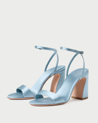 Malia Blue Satin Curved-Heel Sandal | Women Loeffler Randall