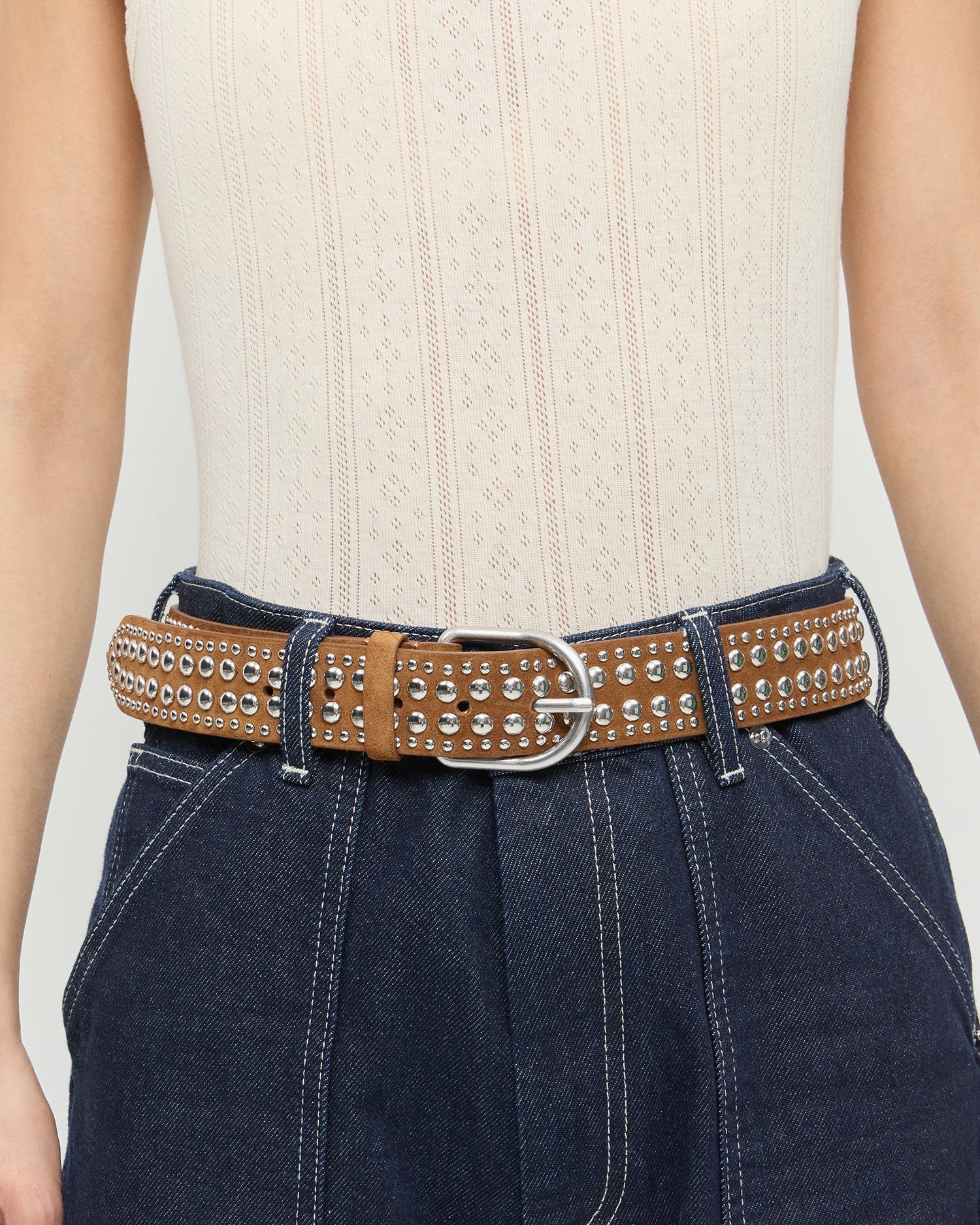 Loeffler Randall Women | Isaac Cacao/Silver Studded Belt