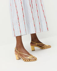 Priscilla Gold Lattice Heeled Sandal | Women Loeffler Randall