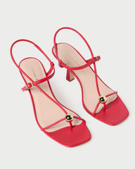 Loeffler Randall Women | Triana Red Leather Mid-Heel Sandal