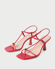 Loeffler Randall Women | Triana Red Leather Mid-Heel Sandal