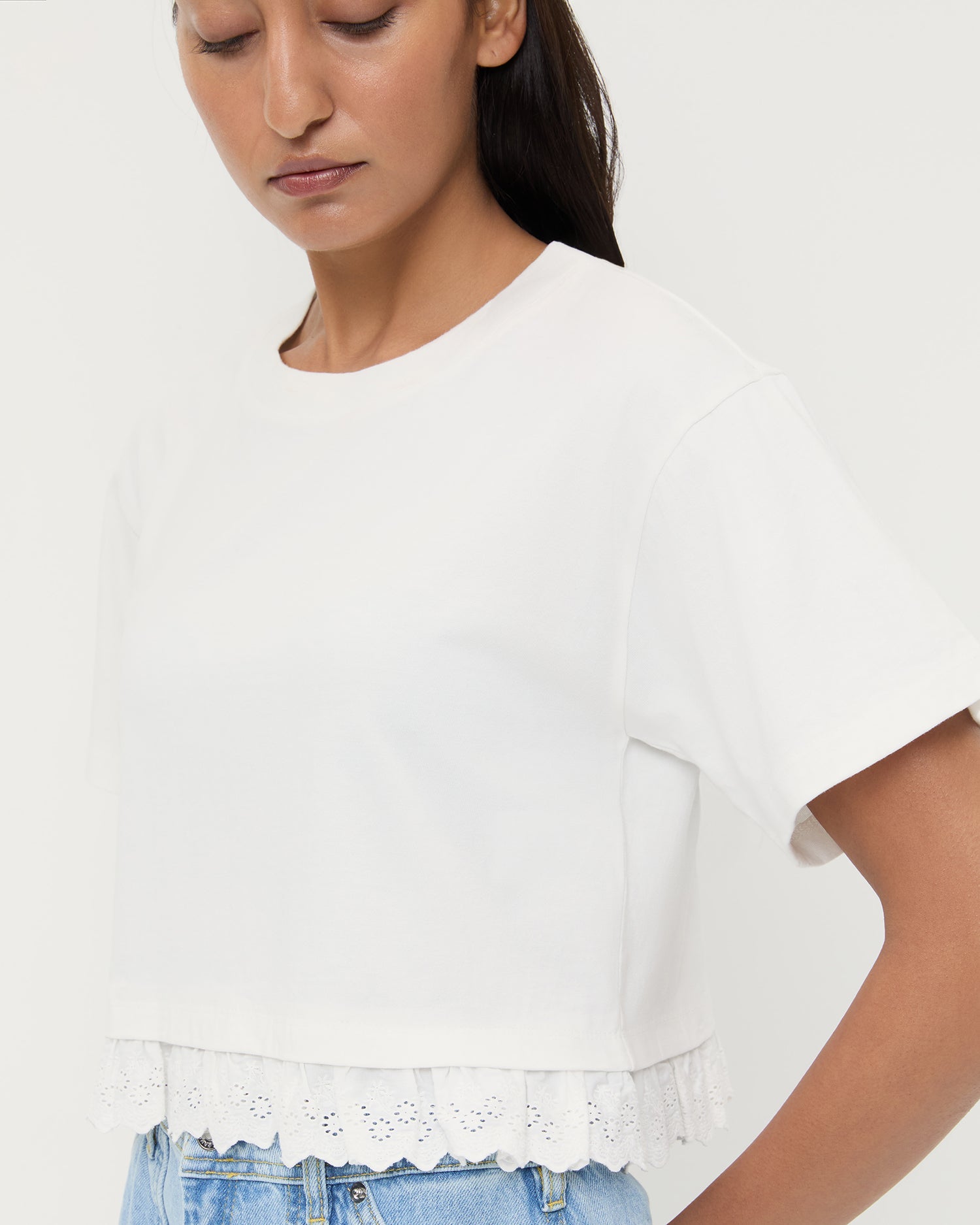 Loeffler Randall Women | Junie Lace Trim Tee