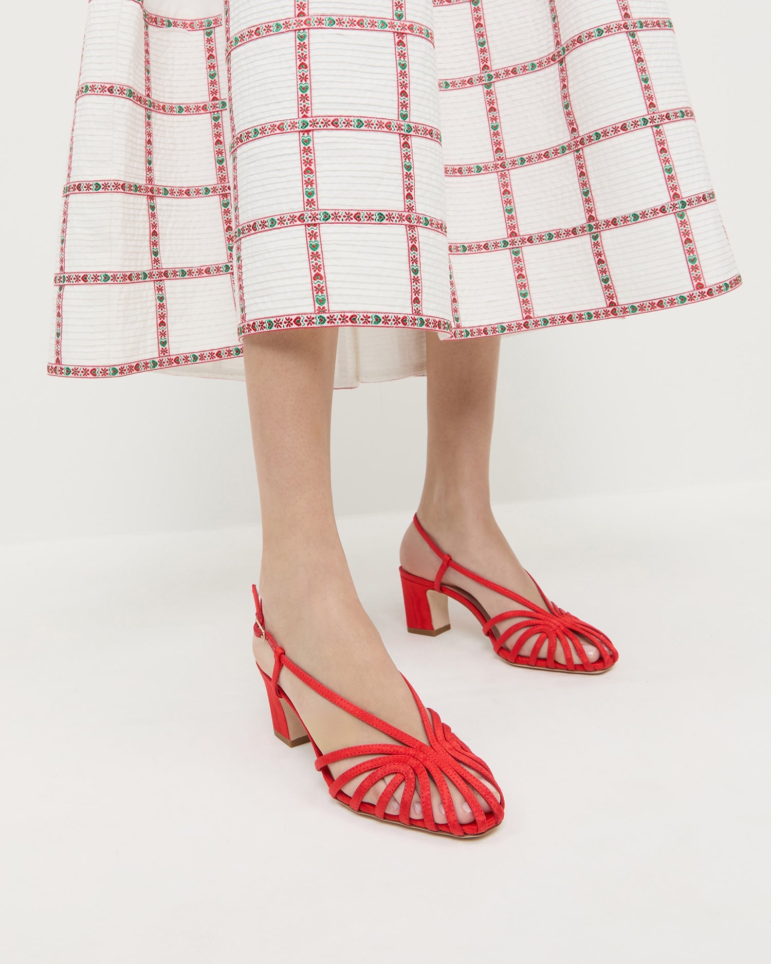 Priscilla Red Moiré Heeled Sandal | Loeffler Randall Women