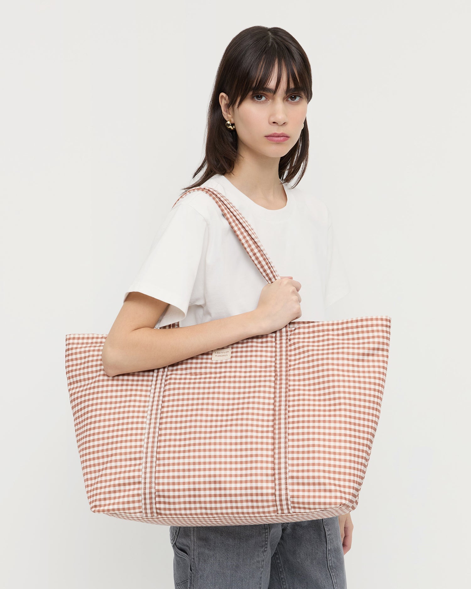 Loeffler Randall Women | Dina Brown Gingham Travel Tote