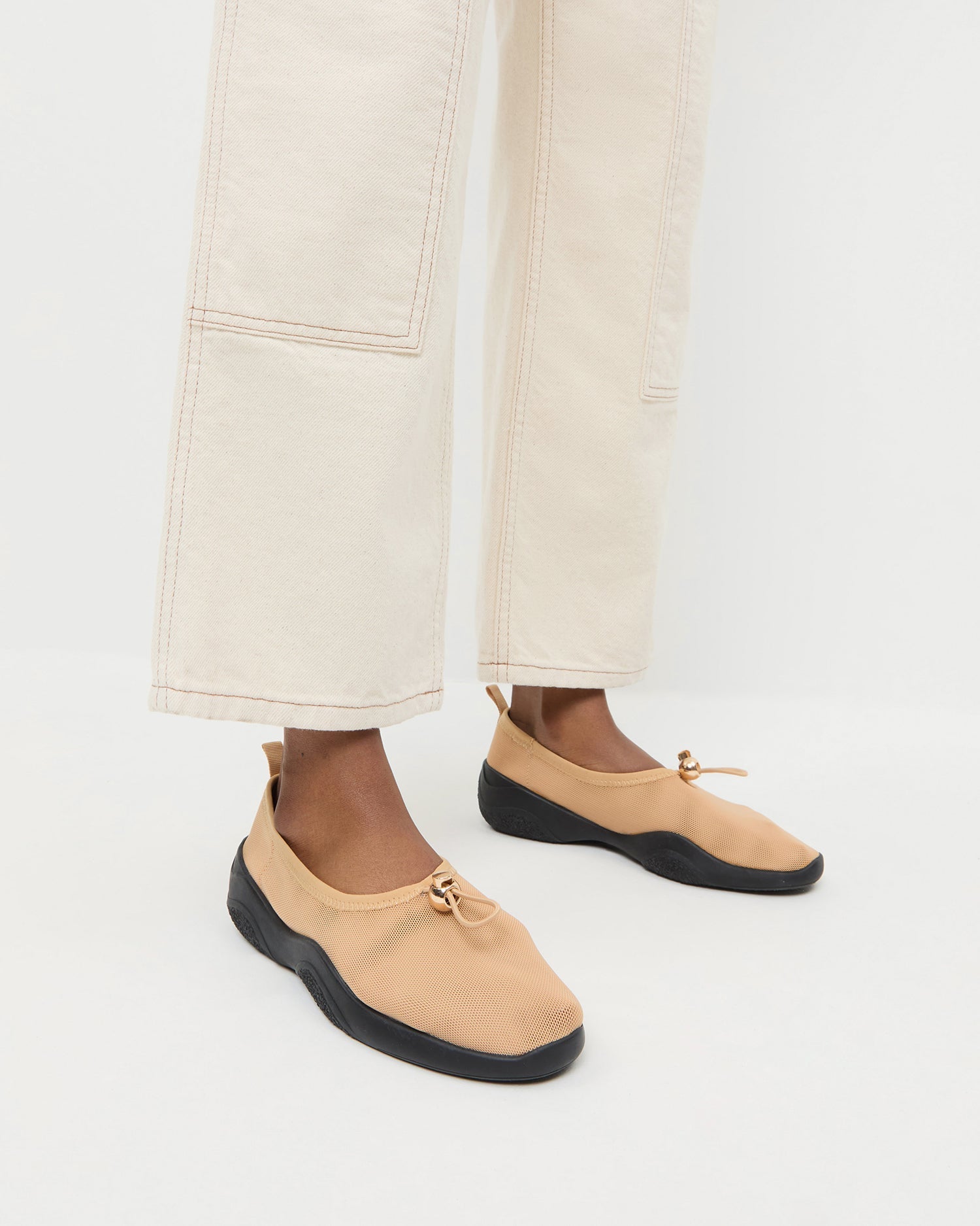 Loeffler Randall Women | Raina Caramel/Black Mesh Flat