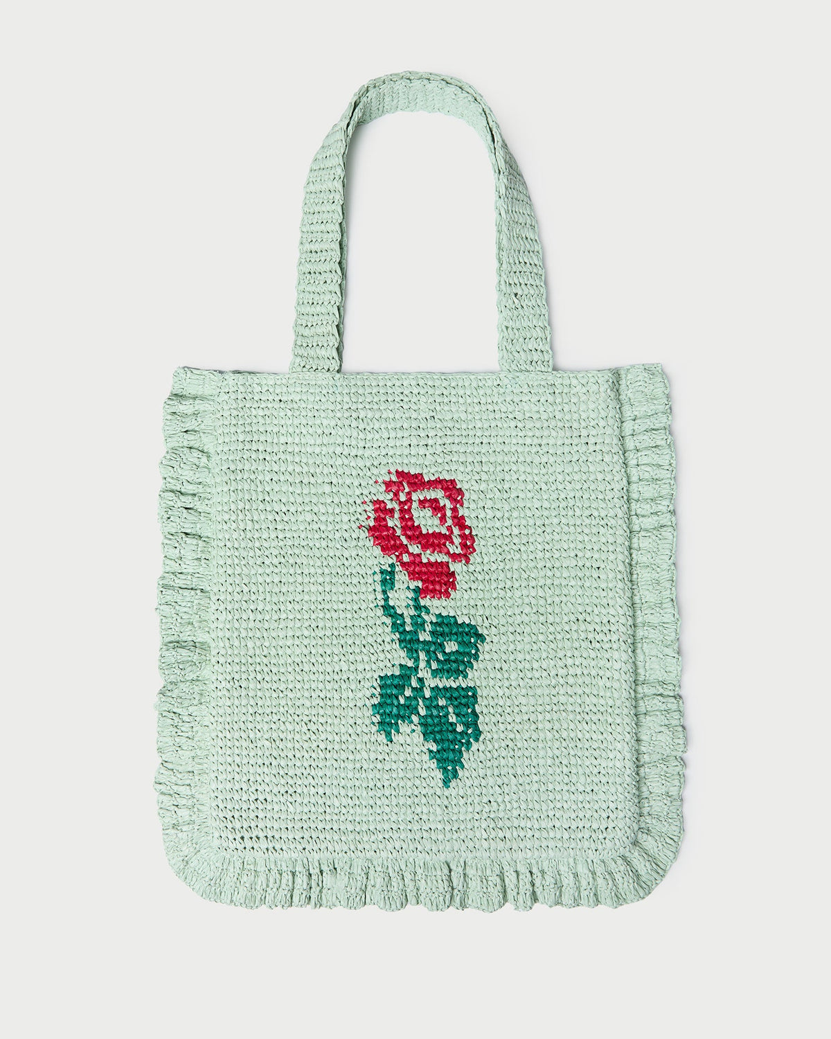 Loeffler Randall Women | Justine Mint Crochet Ruffle Tote