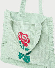 Loeffler Randall Women | Justine Mint Crochet Ruffle Tote