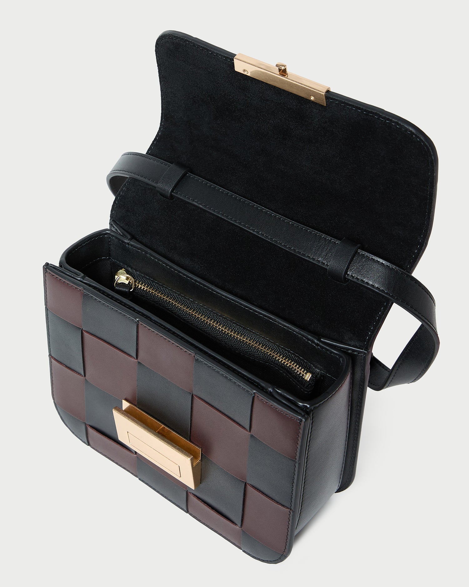 Desi Black/Espresso Woven Leather Crossbody | Women Loeffler Randall