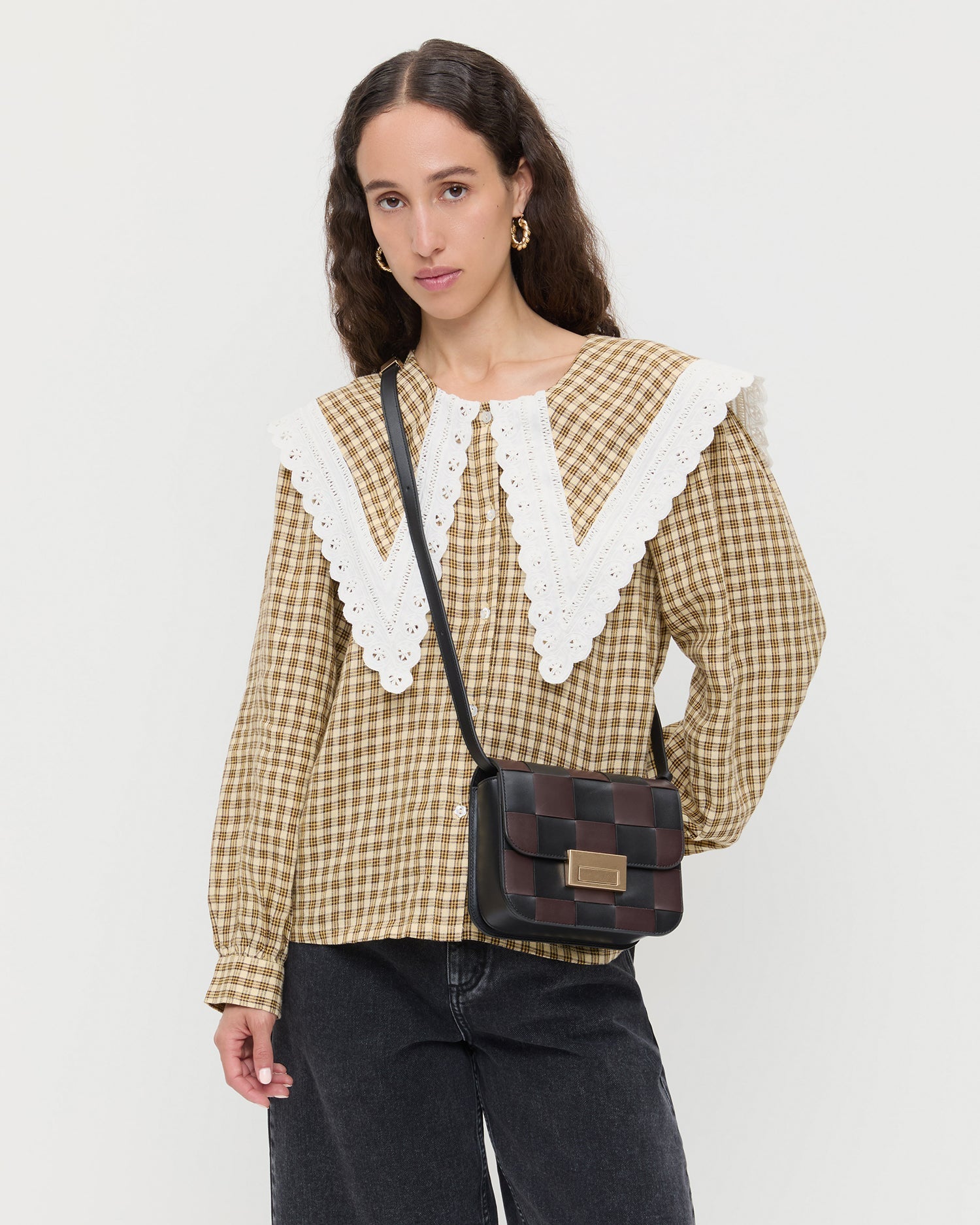 Desi Black/Espresso Woven Leather Crossbody | Women Loeffler Randall
