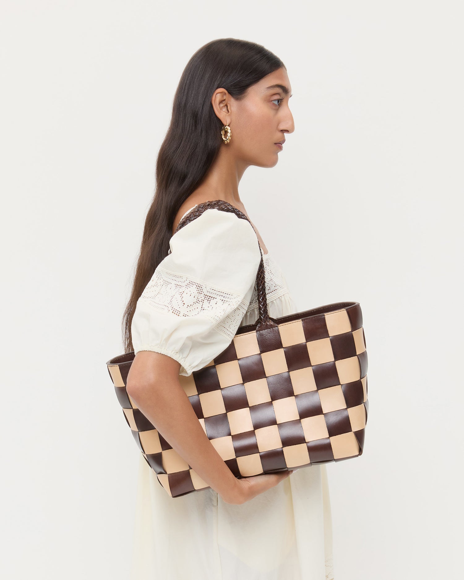 Klara Brown/Butter Woven Leather Tote | Women Loeffler Randall