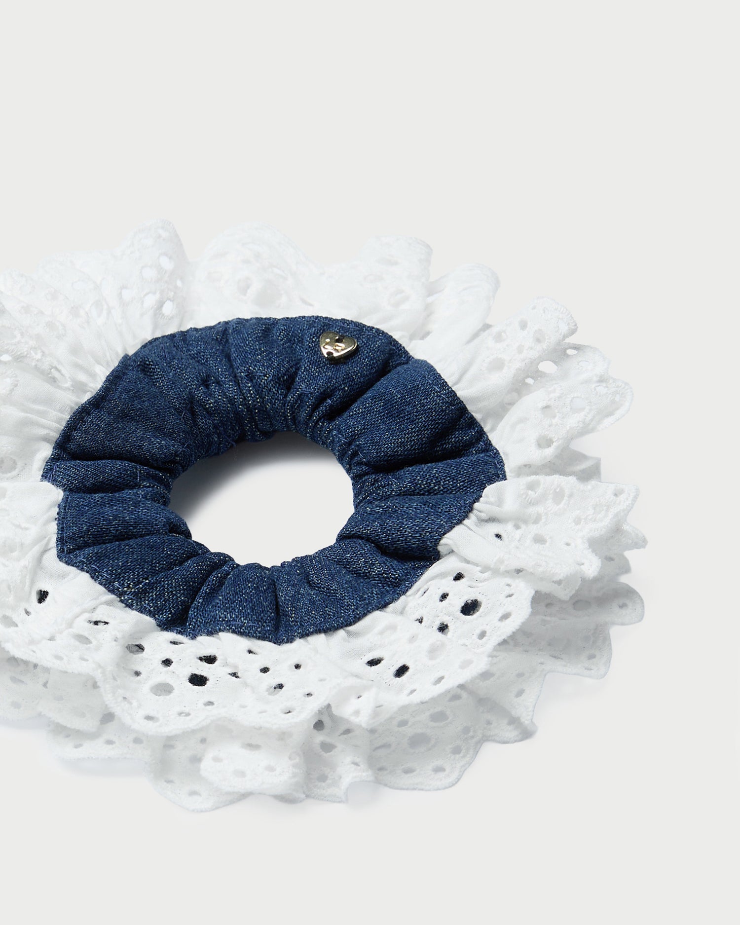 Dolly Denim/Cream Embroidered Scrunchie | Women Loeffler Randall