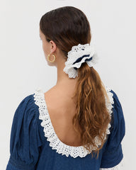 Dolly Denim/Cream Embroidered Scrunchie | Women Loeffler Randall