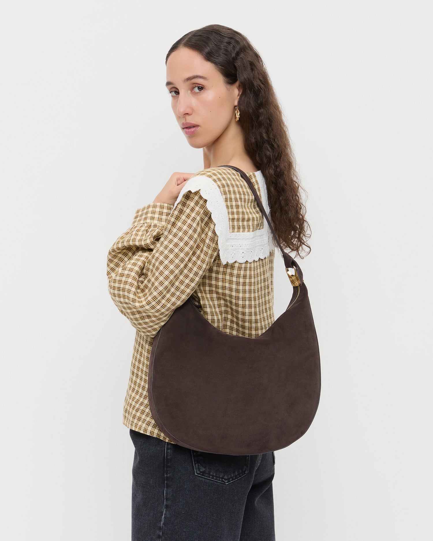 Loeffler Randall Women | Morgan Brown Suede Shoulder Bag