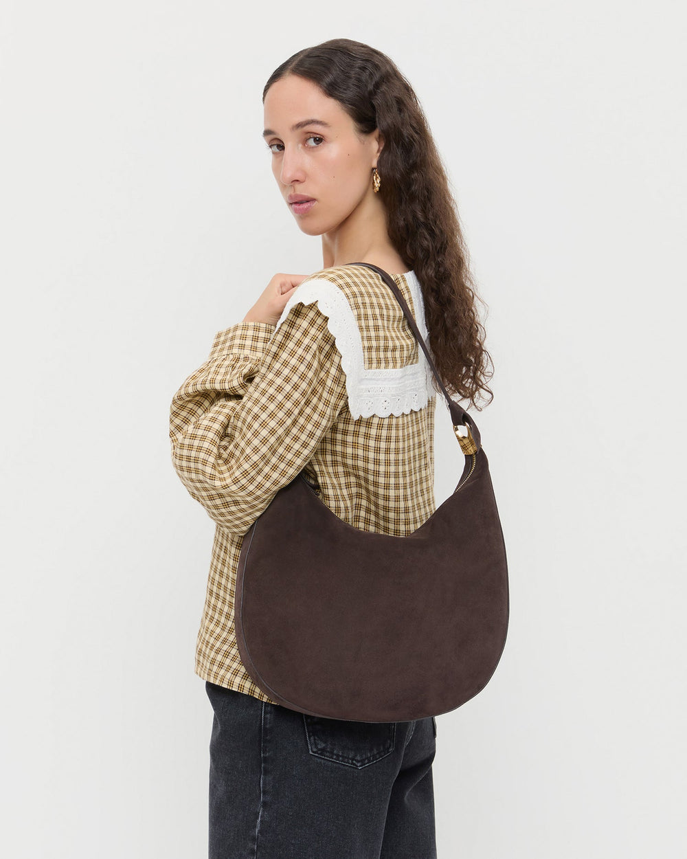 Loeffler Randall Women | Morgan Brown Suede Shoulder Bag