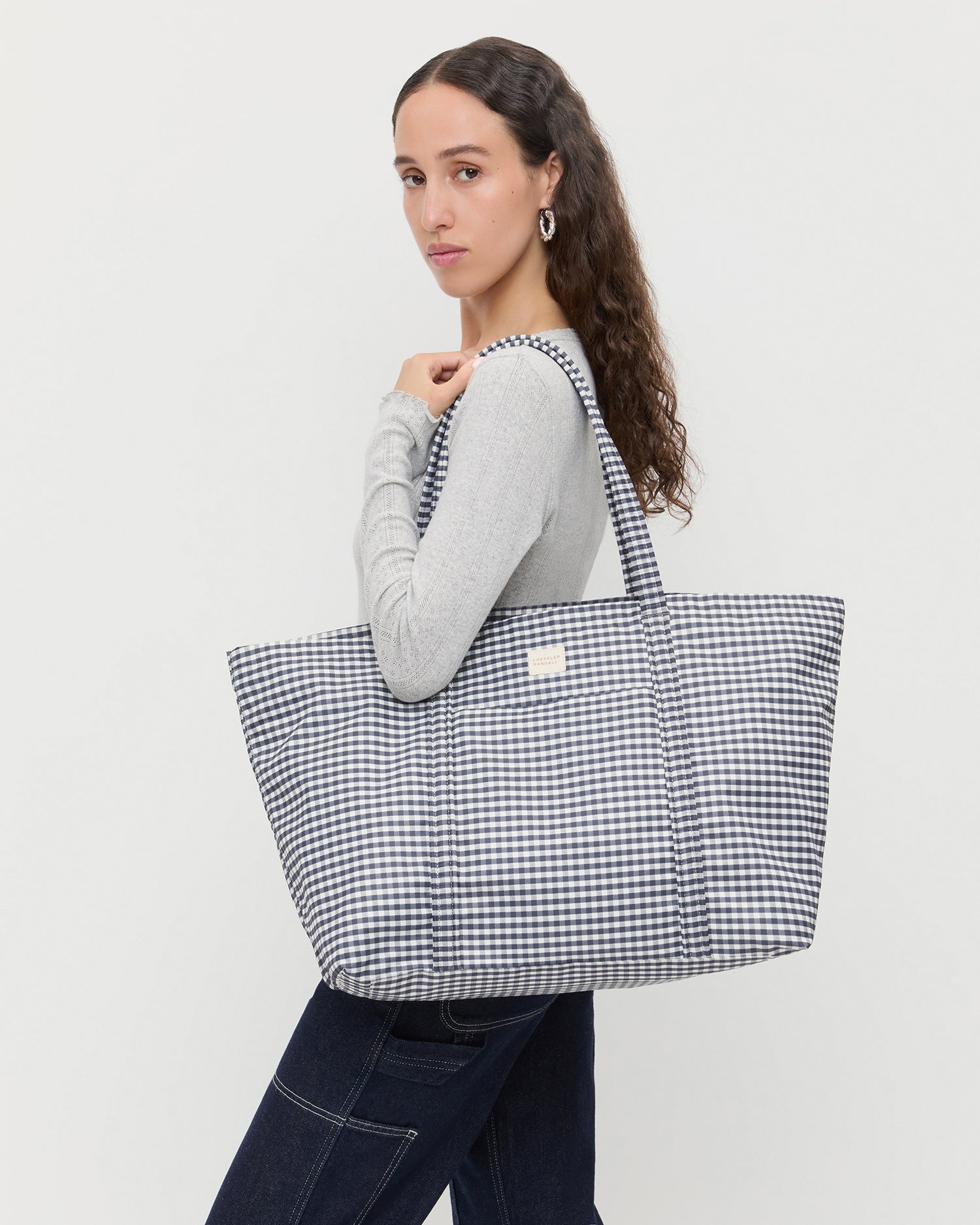Loeffler Randall Women | Dina Black/White Gingham Travel Tote