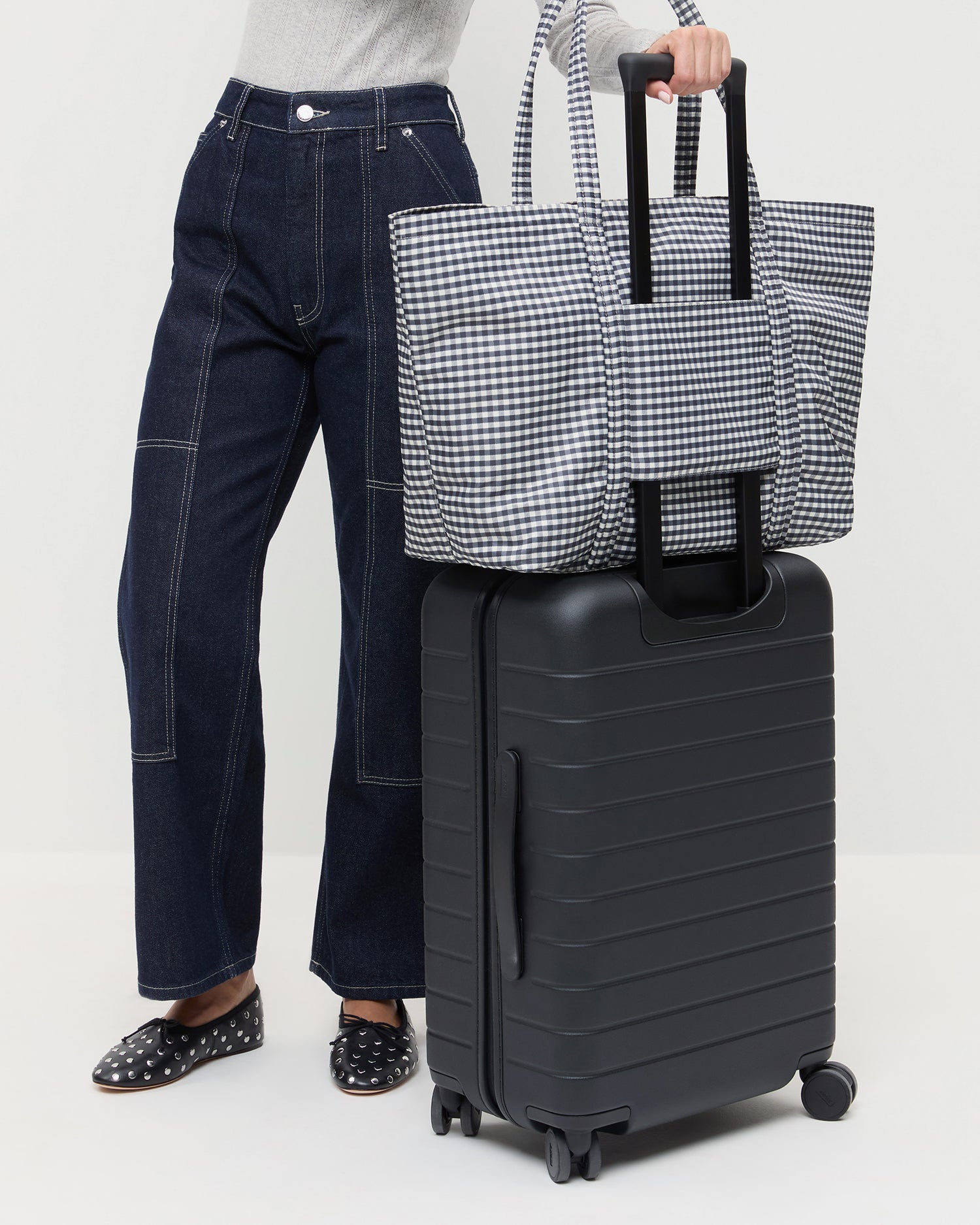 Loeffler Randall Women | Dina Black/White Gingham Travel Tote