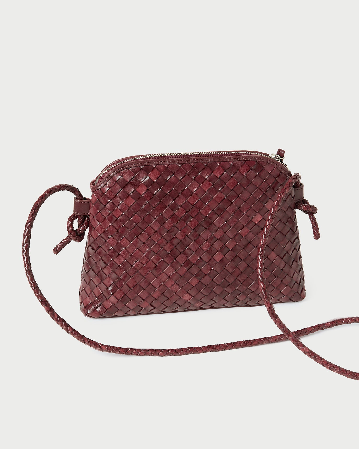 Loeffler Randall Women | Mallory Maroon Woven Leather Crossbody