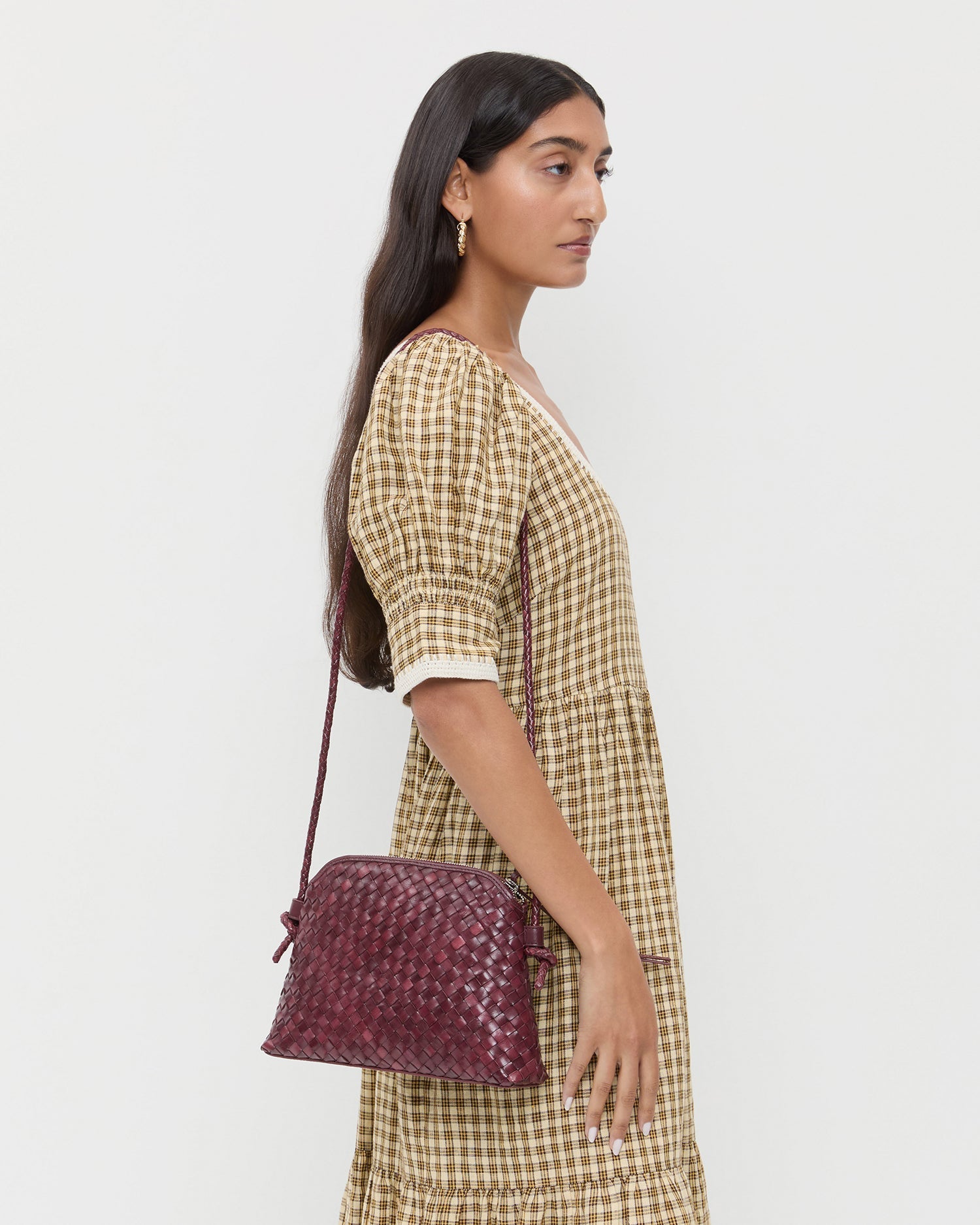 Loeffler Randall Women | Mallory Maroon Woven Leather Crossbody
