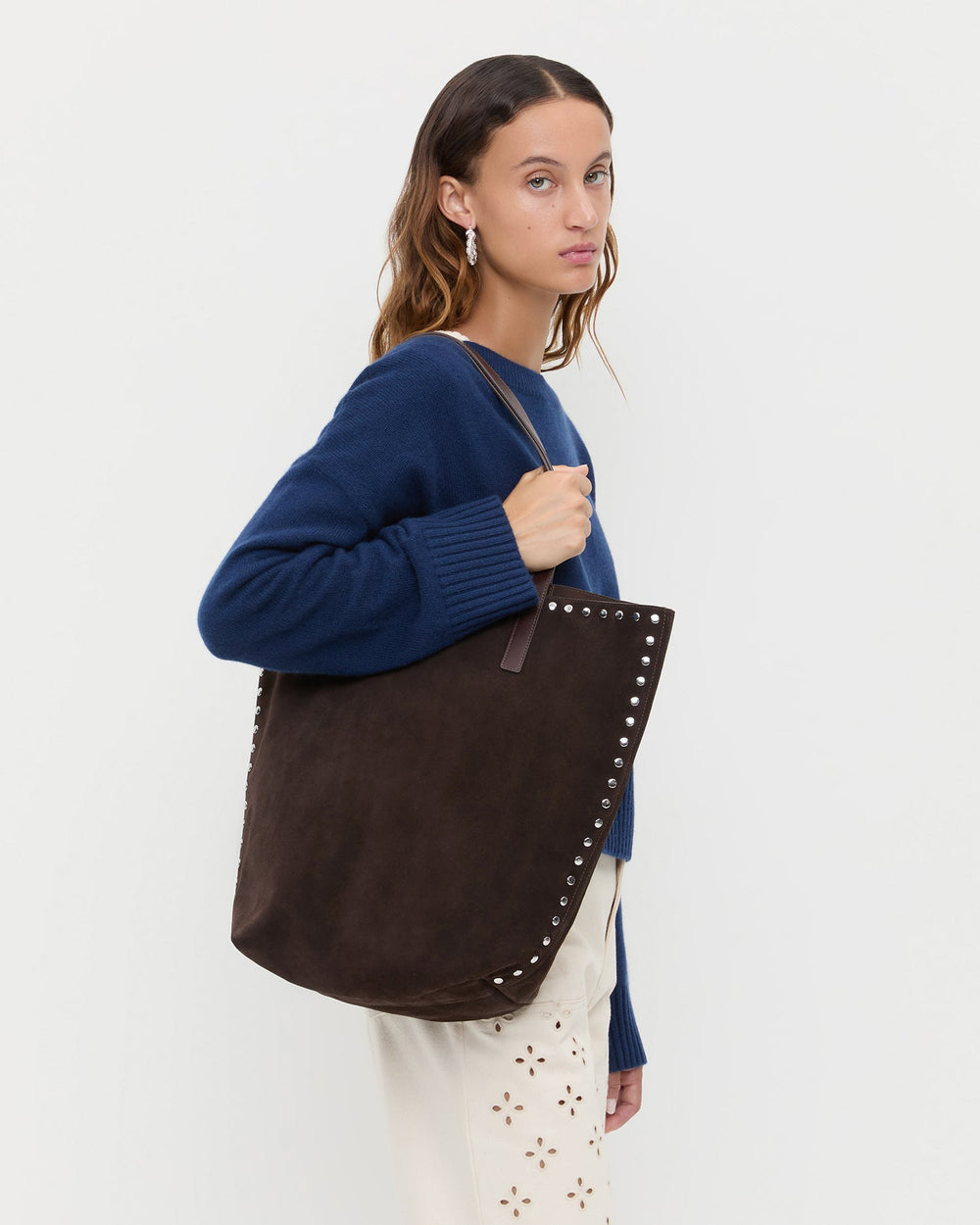 Loeffler Randall Women | Walker Brown/Silver Suede Tote