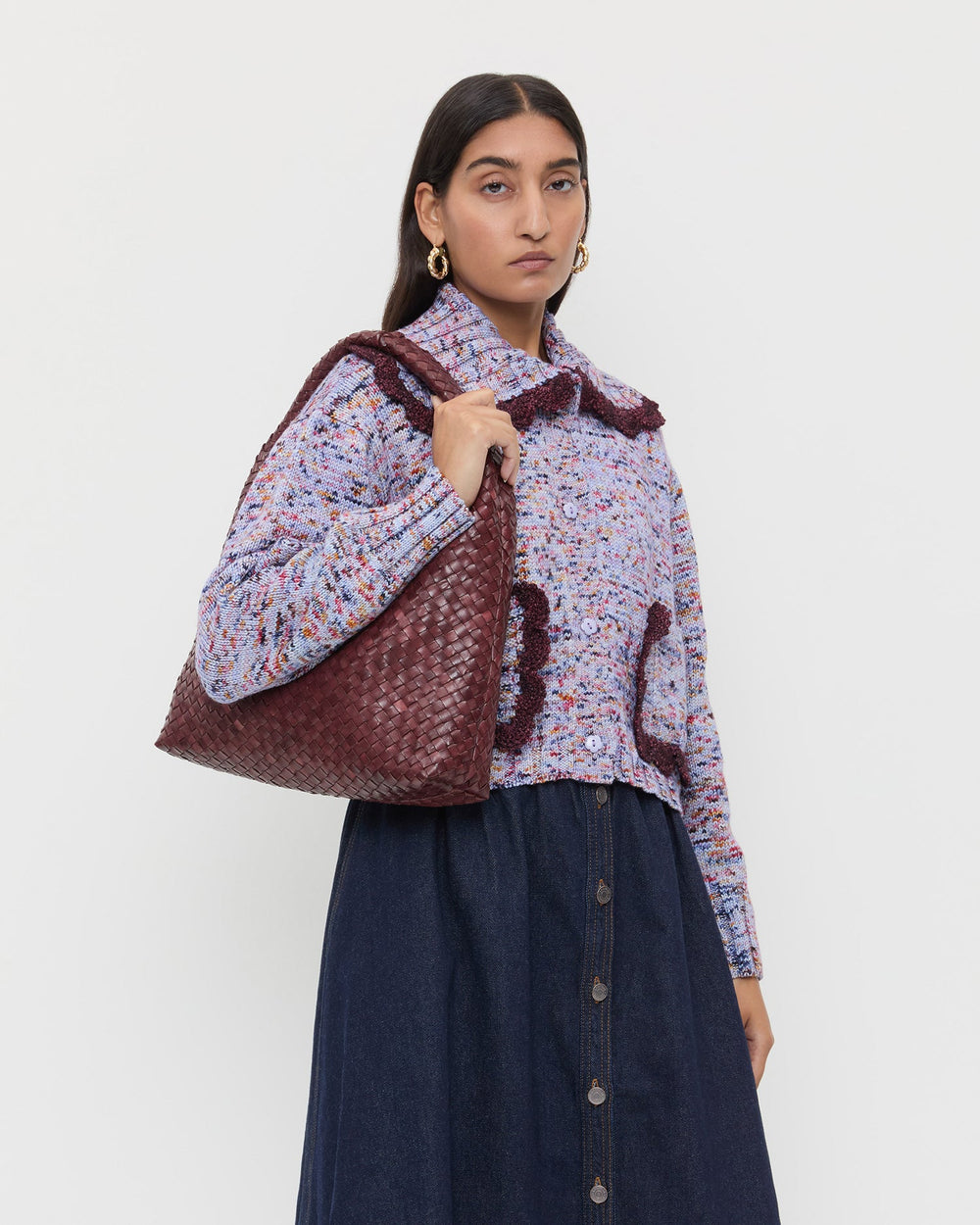 Loeffler Randall Women | Willow Maroon Woven Hobo Bag