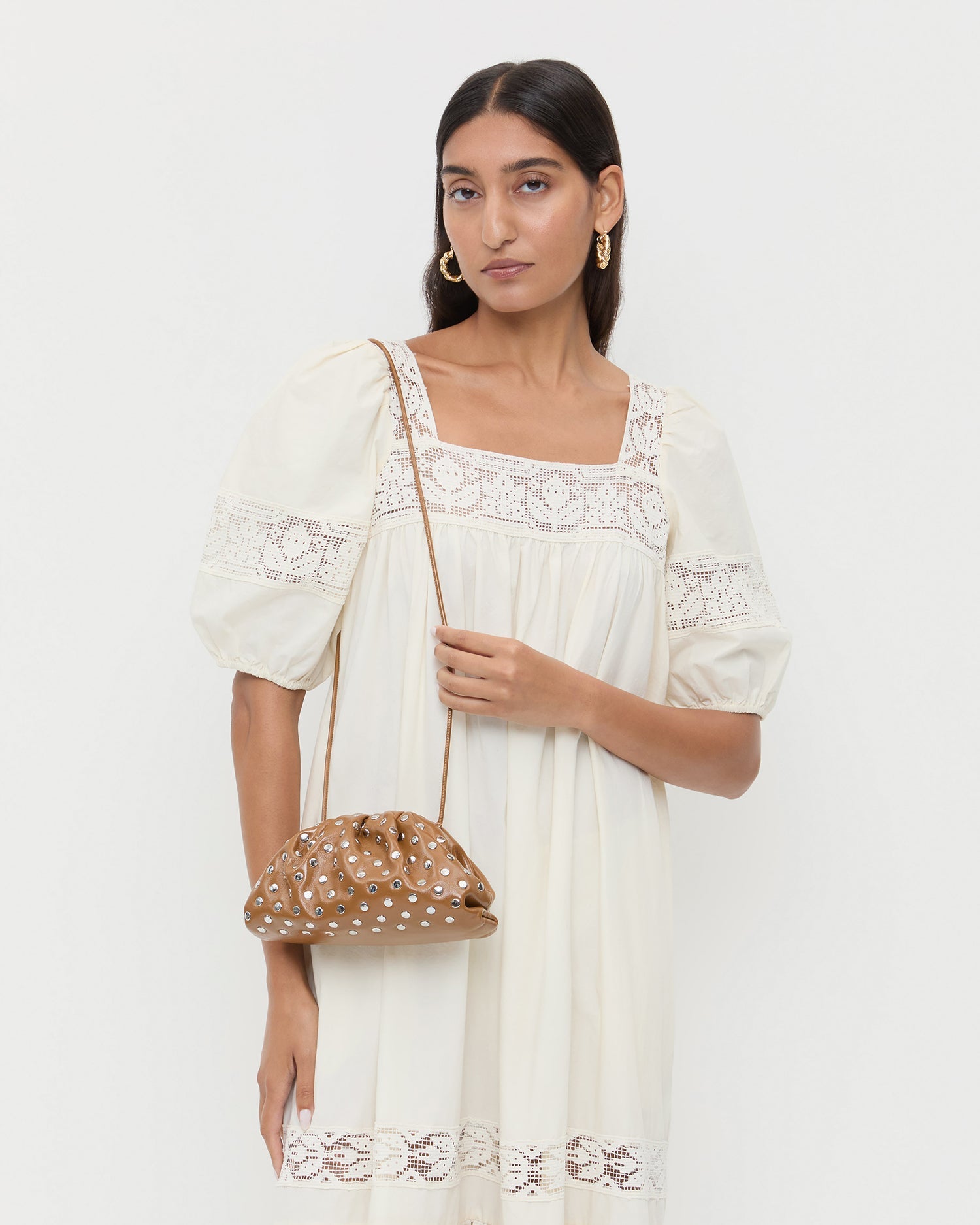 Loeffler Randall Women | Bailey Safari/Silver Leather Dome Clutch
