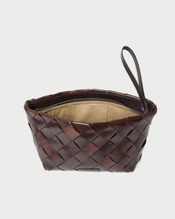 Melina Chocolate Woven Leather Clutch | Loeffler Randall Women