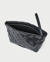 Loeffler Randall Women | Melina Black Woven Leather Clutch