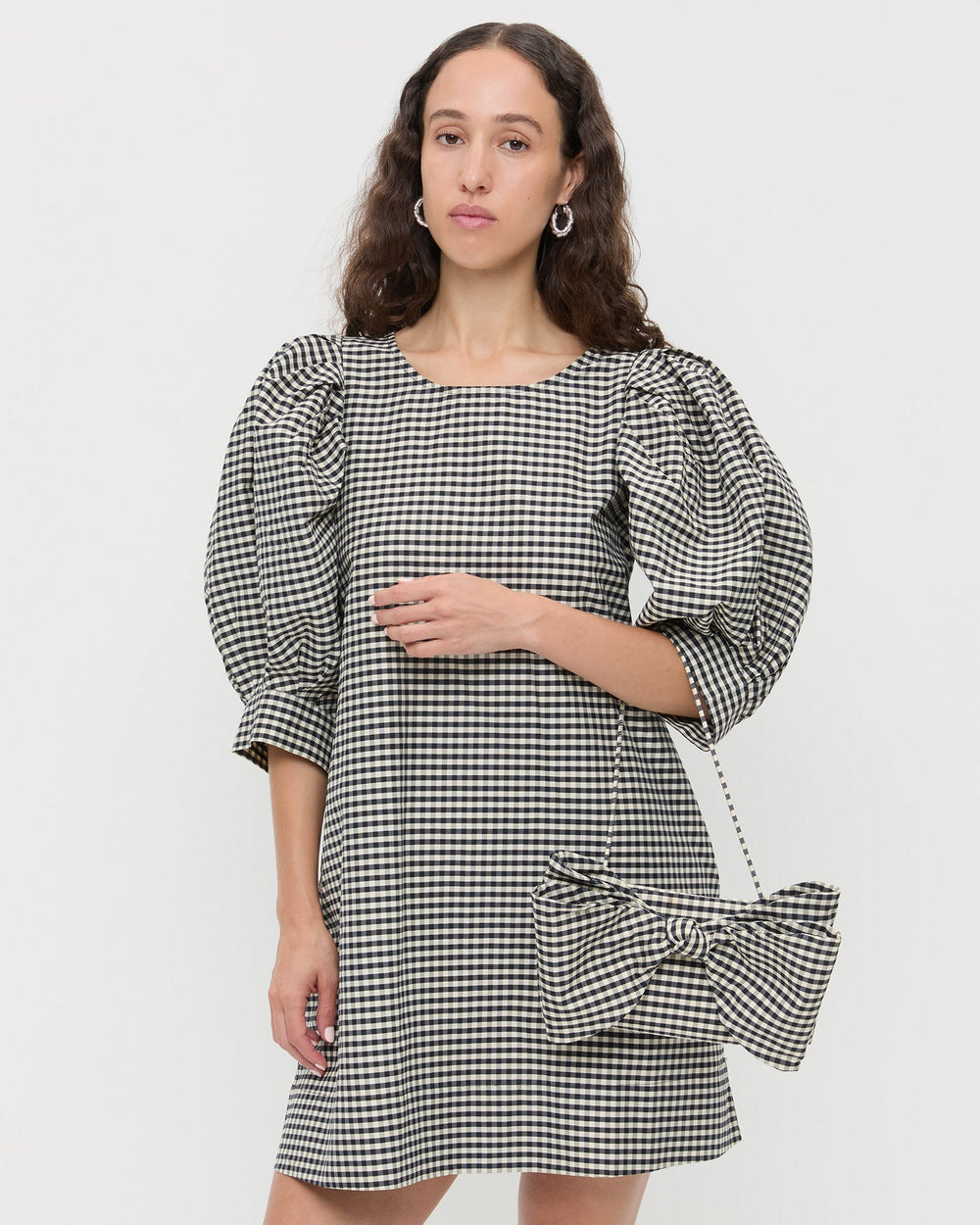 Valerie Black/White Gingham Bow Bag | Women Loeffler Randall