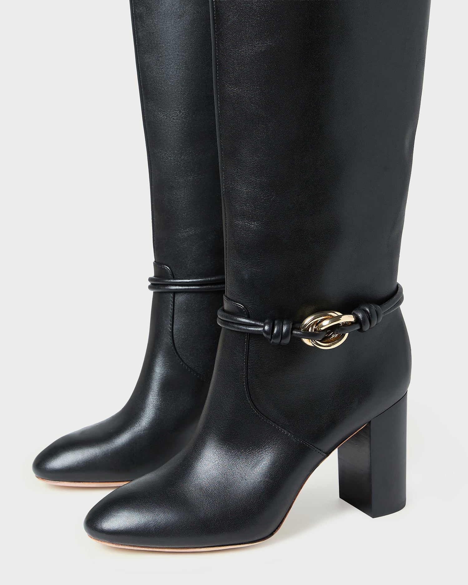 Loeffler Randall Women | Goldy Black/Gold Leather Tall Boot