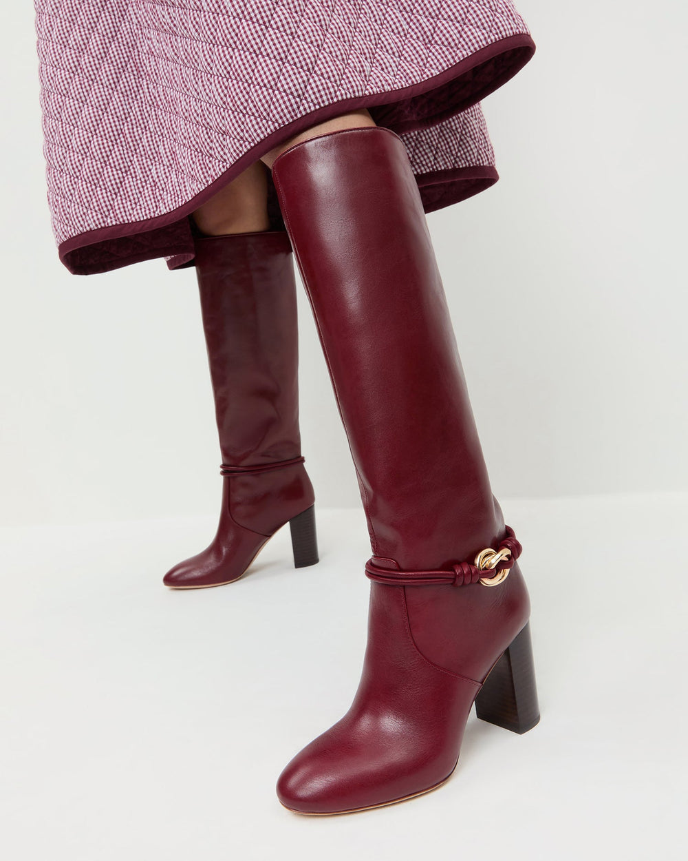 Loeffler Randall Women | Goldy Wine/Gold Leather Tall Boot