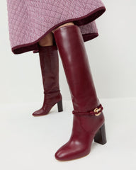Loeffler Randall Women | Goldy Wine/Gold Leather Tall Boot