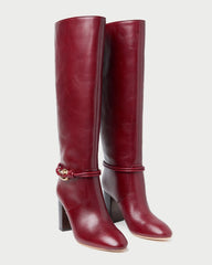 Loeffler Randall Women | Goldy Wine/Gold Leather Tall Boot