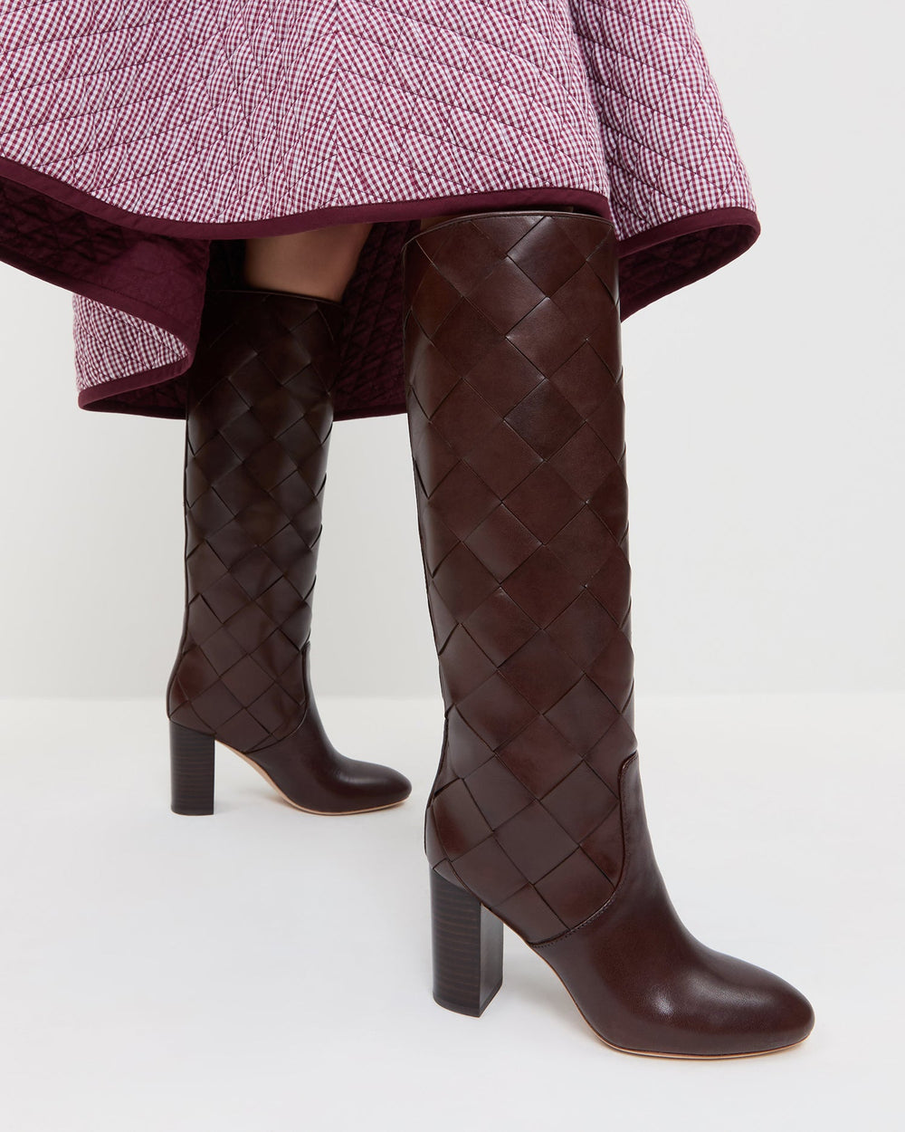 Goldy Espresso Woven Leather Tall Boot | Women Loeffler Randall