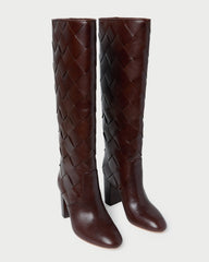 Goldy Espresso Woven Leather Tall Boot | Women Loeffler Randall