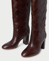 Goldy Espresso Woven Leather Tall Boot | Women Loeffler Randall