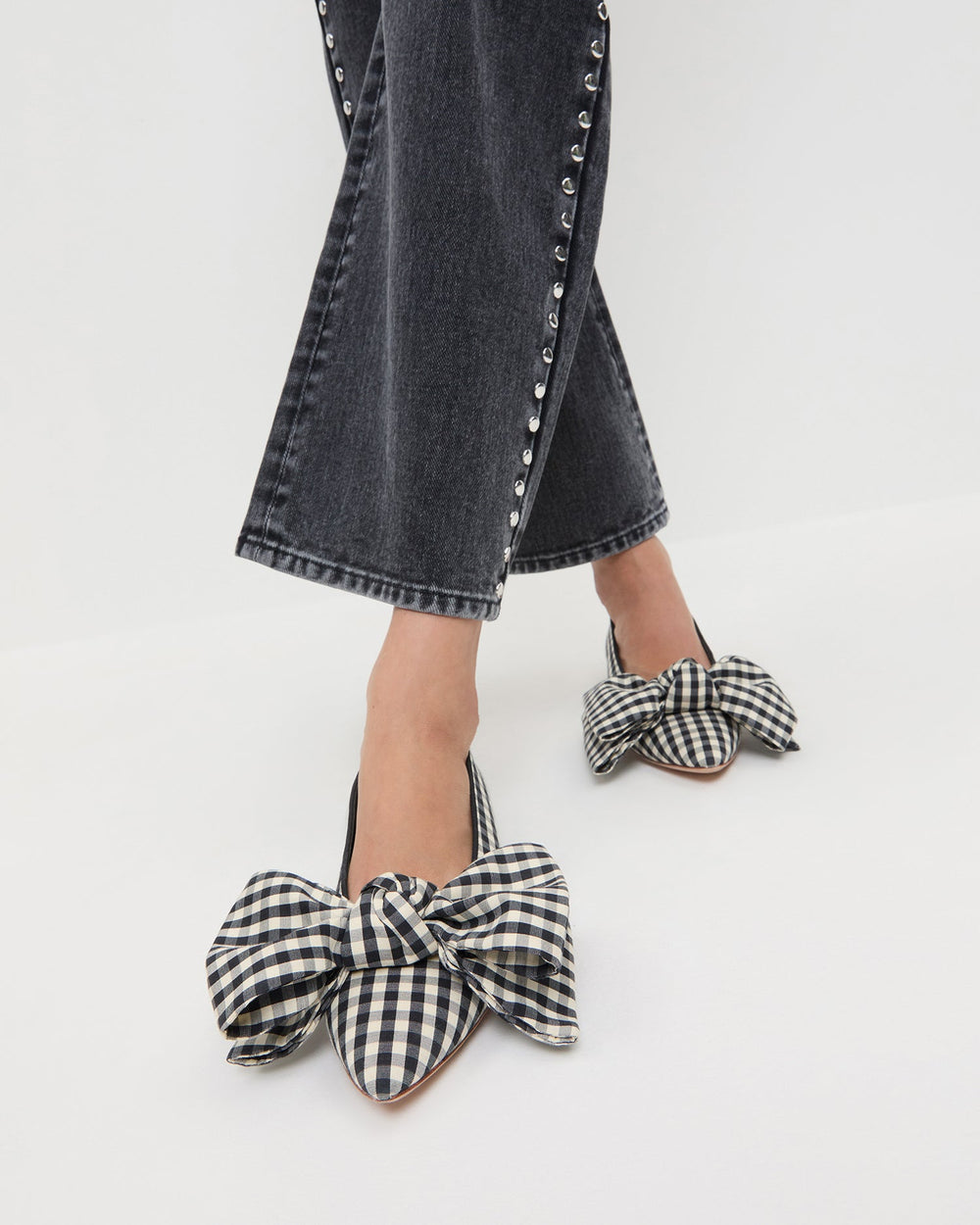 Noa Black/White Gingham Bow Flat | Loeffler Randall Women