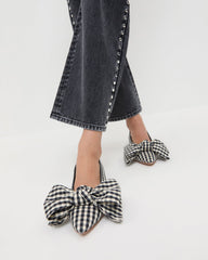 Noa Black/White Gingham Bow Flat | Loeffler Randall Women
