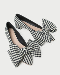 Noa Black/White Gingham Bow Flat | Loeffler Randall Women