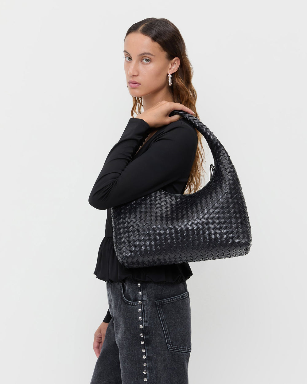 Willow Black Woven Hobo Bag | Loeffler Randall Women